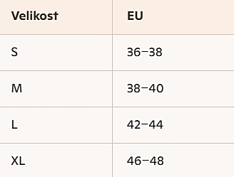 Těhotenské kalhotky Carriwel 405 tabulka velikostí